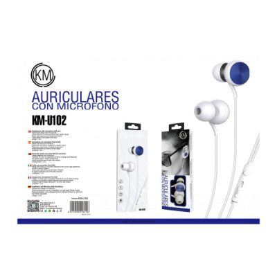 KM-U102 AURICULARES IN-EAR CABLE JACK 3.5MM [AZUL]