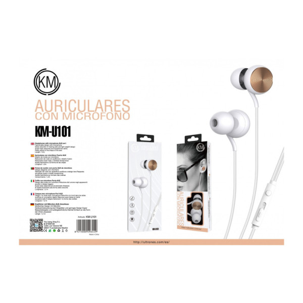 KM-U101 AURICULARES IN-EAR CABLE JACK 3.5MM [DORADO]