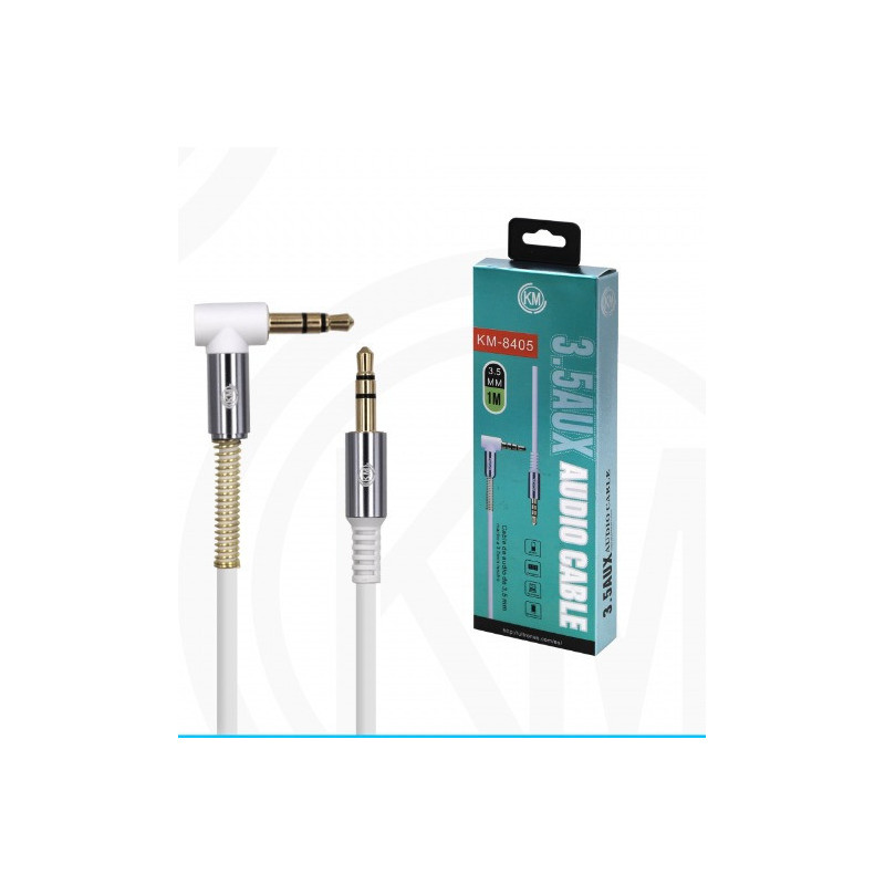KM-8405 CABLE AUDIO JACK 3.5MM 3PIN MACHO A MACHO [BLANCO]
