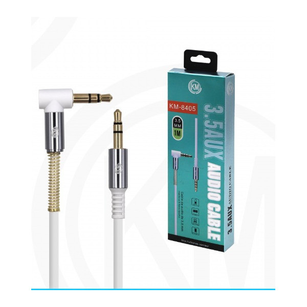 KM-8405 CABLE AUDIO JACK 3.5MM 3PIN MACHO A MACHO [BLANCO]