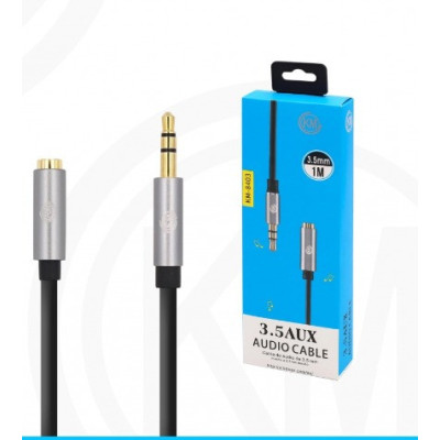 KM-8403 CABLE AUDIO JACK 3.5MM 3PIN MACHO A HEMBRA 1M