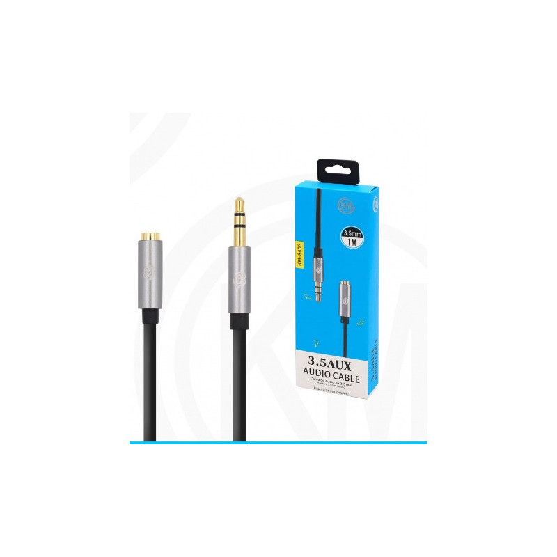 KM-8403 CABLE AUDIO JACK 3.5MM 3PIN MACHO A HEMBRA 1M