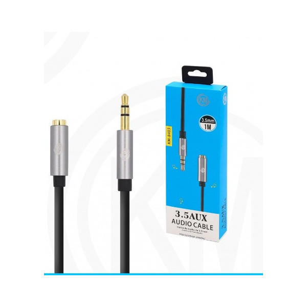 KM-8403 CABLE AUDIO JACK 3.5MM 3PIN MACHO A HEMBRA 1M