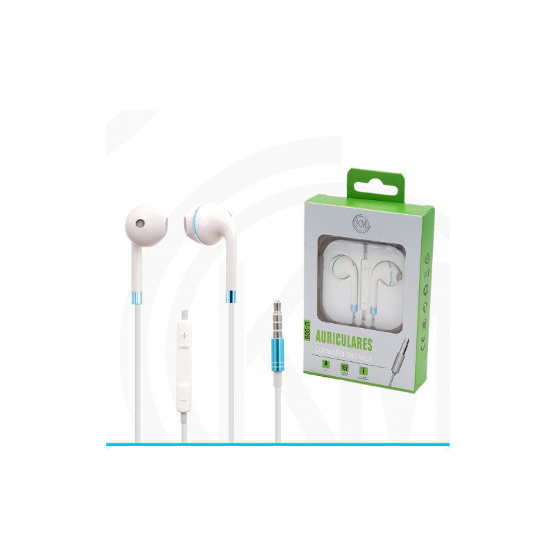 KM-U009 AURICULARES CABLE JACK 3.5MM Azul