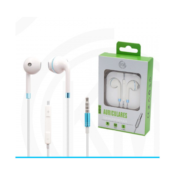 KM-U009 AURICULARES CABLE JACK 3.5MM Azul