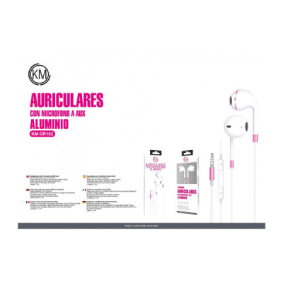 KM-OR102 AURICULARES CABLE JACK 3.5MM [ROSA]
