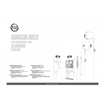 KM-OR101 AURICULARES CABLE JACK 3.5MM [PLATA]