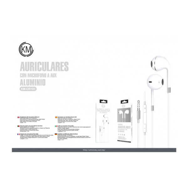 KM-OR101 AURICULARES CABLE JACK 3.5MM [PLATA]