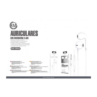 KM-OR004 AURICULARES CABLE JACK 3.5MM [BLANCO]