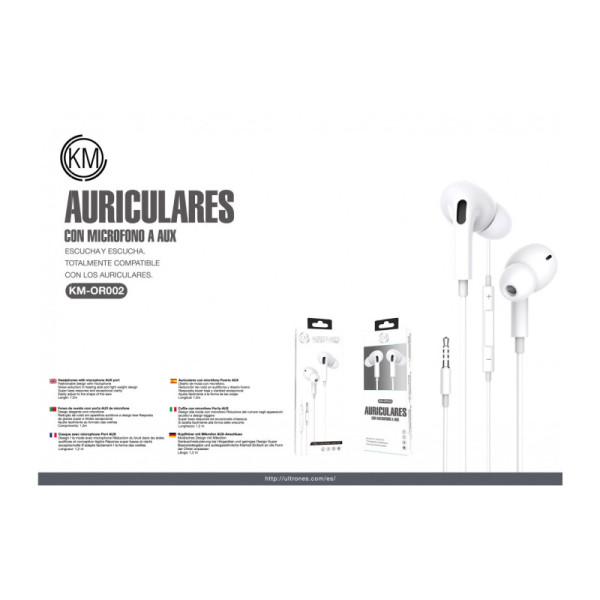 KM-OR002 AURICULARES CABLE JACK 3.5MM [BLANCO]