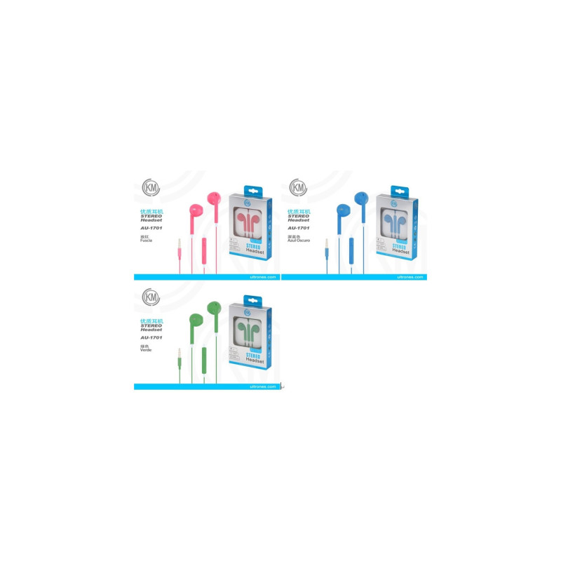 KM-AU1701 AURICULARES CABLE JACK 3.5MM Azul