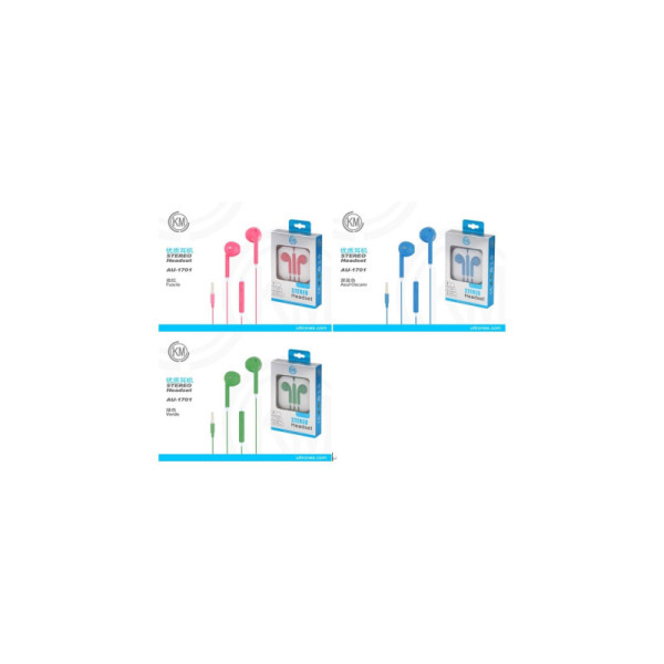KM-AU1701 AURICULARES CABLE JACK 3.5MM Azul
