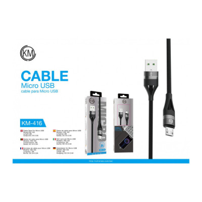 KM-416 CABLE MICRO-USB TRENZADO NYLON [NEGRO]