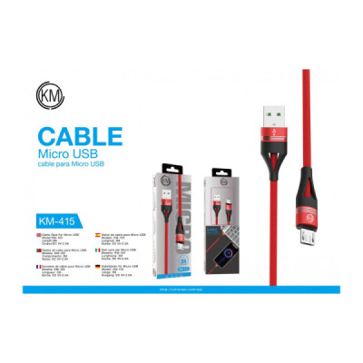 KM-415 CABLE MICRO-USB TRENZADO NYLON [ROJO]