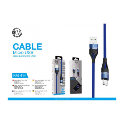 KM-414 CABLE MICRO-USB TRENZADO NYLON [AZUL]