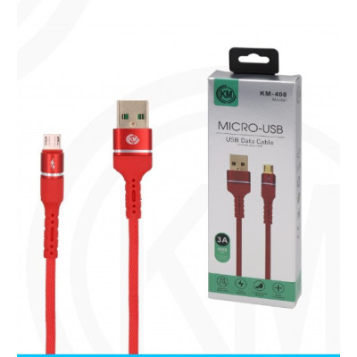 KM-408 CABLE MICRO-USB ALUMINIO TRENZADO [ROJO]