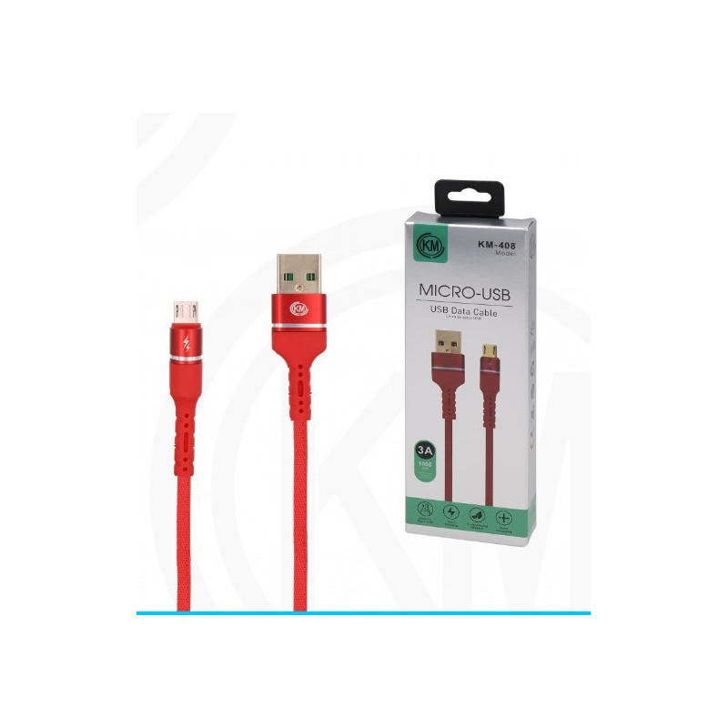 KM-408 CABLE MICRO-USB ALUMINIO TRENZADO [ROJO]