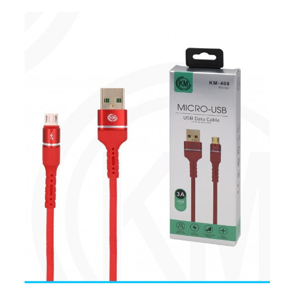 KM-408 CABLE MICRO-USB ALUMINIO TRENZADO [ROJO]