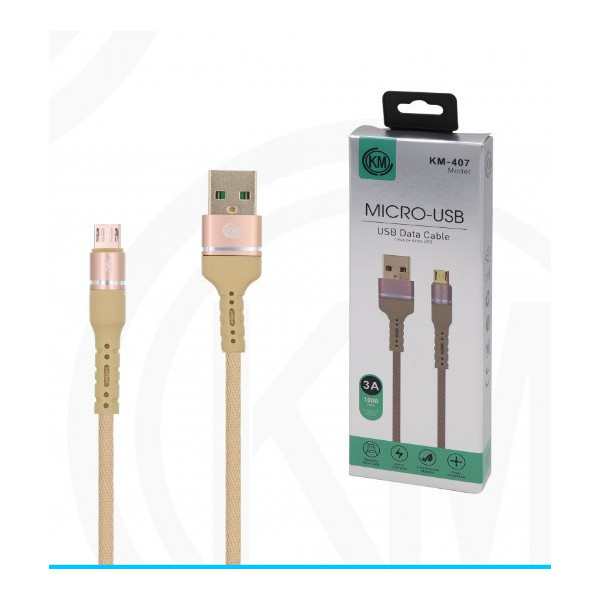 KM-407 CABLE MICRO-USB ALUMINIO TRENZADO [DORADO]