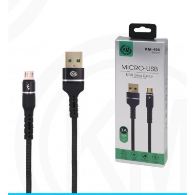 KM-406 CABLE MICRO-USB ALUMINIO TRENZADO [NEGRO]