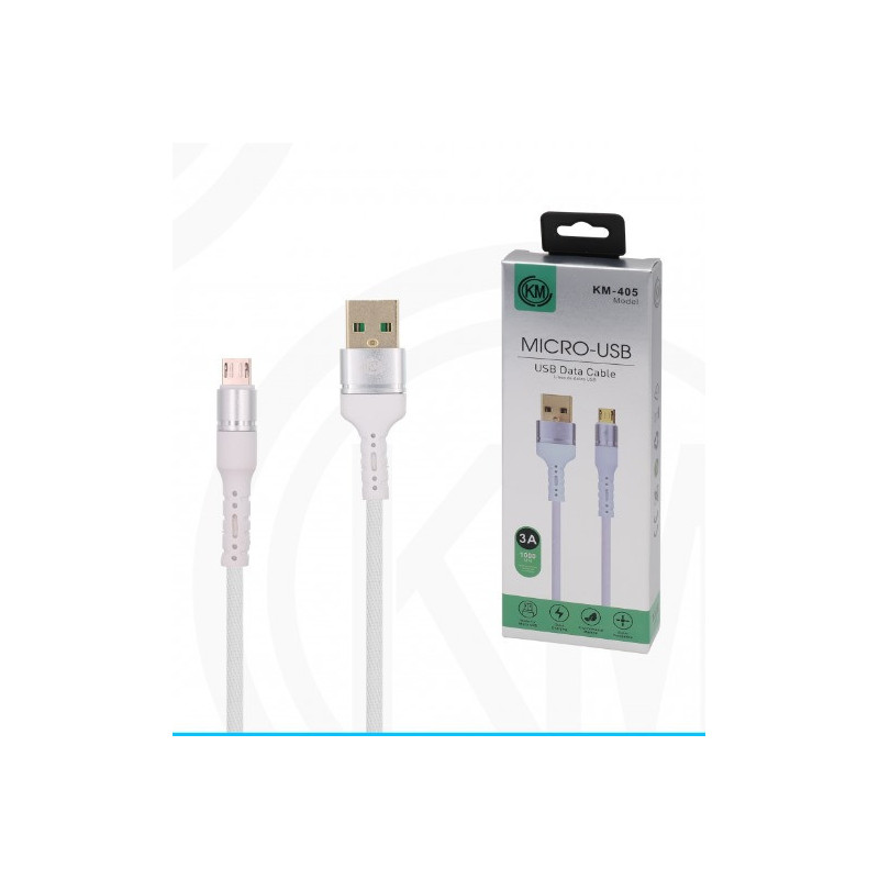 KM-405 CABLE MICRO-USB ALUMINIO TRENZADO [BLANCO]