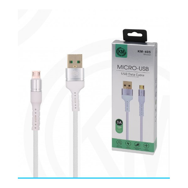 KM-405 CABLE MICRO-USB ALUMINIO TRENZADO [BLANCO]