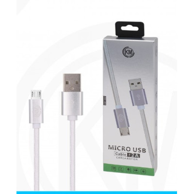 KM-302 CABLE MICRO-USB TRENZADO NYLON [BLANCO]