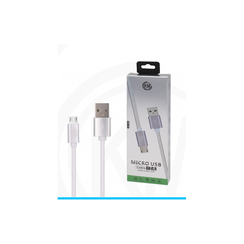 KM-302 CABLE MICRO-USB TRENZADO NYLON [BLANCO]