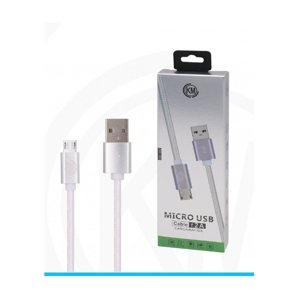 KM-302 CABLE MICRO-USB TRENZADO NYLON [BLANCO]