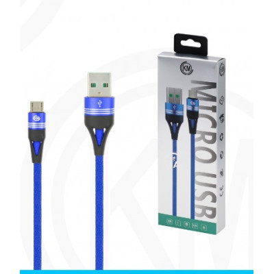 KM-250 CABLE MICRO-USB TRENZADO 3A [AZUL]