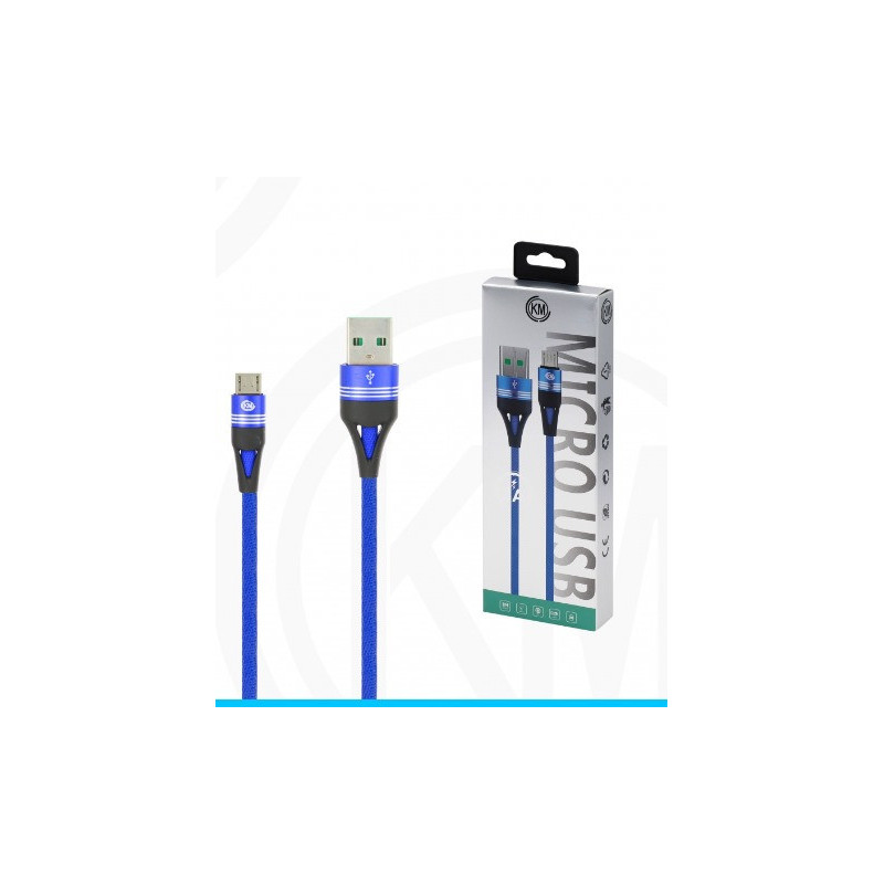 KM-250 CABLE MICRO-USB TRENZADO 3A [AZUL]