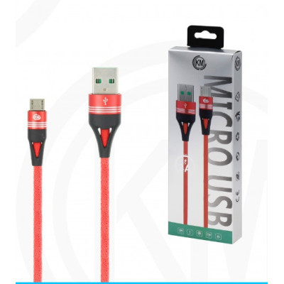 KM-249 CABLE MICRO-USB TRENZADO 3A [ROJO]