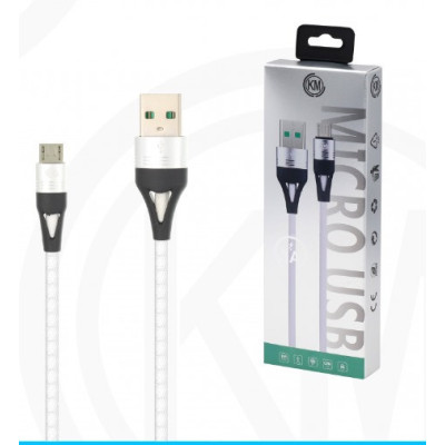 KM-248 CABLE MICRO-USB TRENZADO 3A [BLANCO]