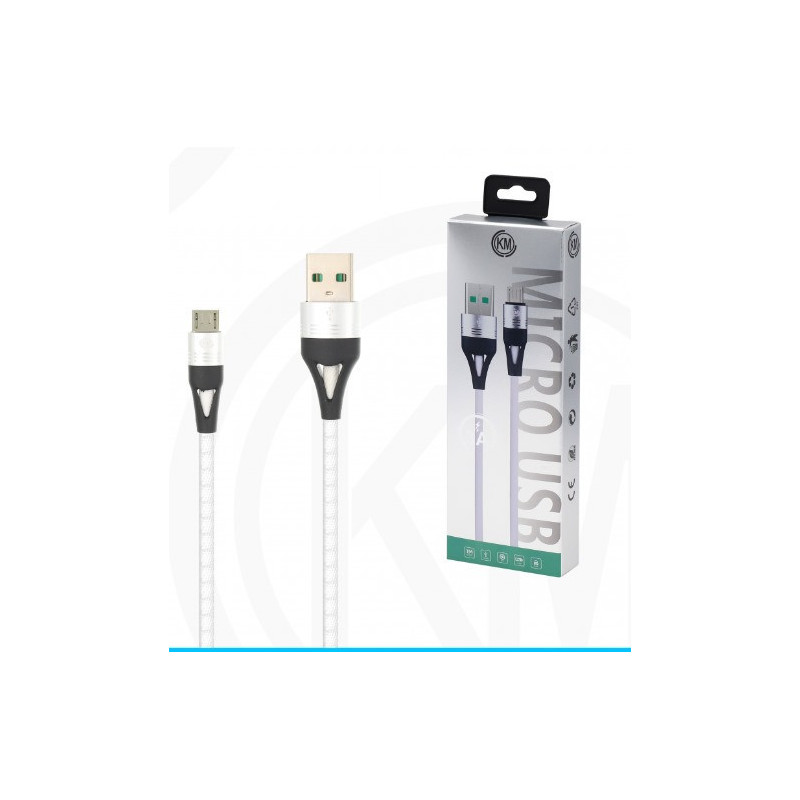 KM-248 CABLE MICRO-USB TRENZADO 3A [BLANCO]