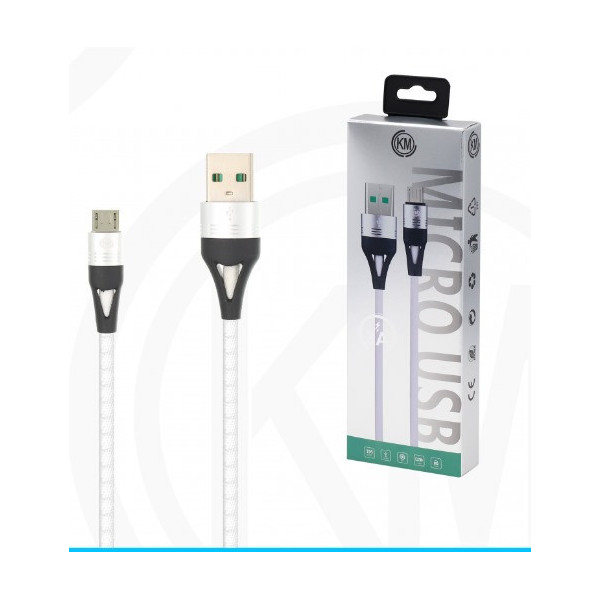 KM-248 CABLE MICRO-USB TRENZADO 3A [BLANCO]