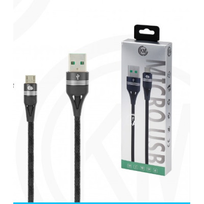 KM-247 CABLE MICRO-USB TRENZADO 3A [NEGRO]