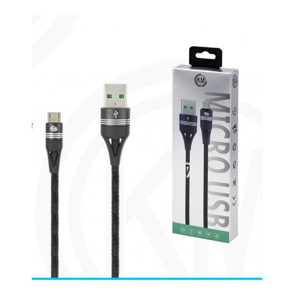 KM-247 CABLE MICRO-USB TRENZADO 3A [NEGRO]