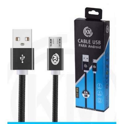 KM-231 CABLE MICRO-USB TRENZADO NYLON [NEGRO]