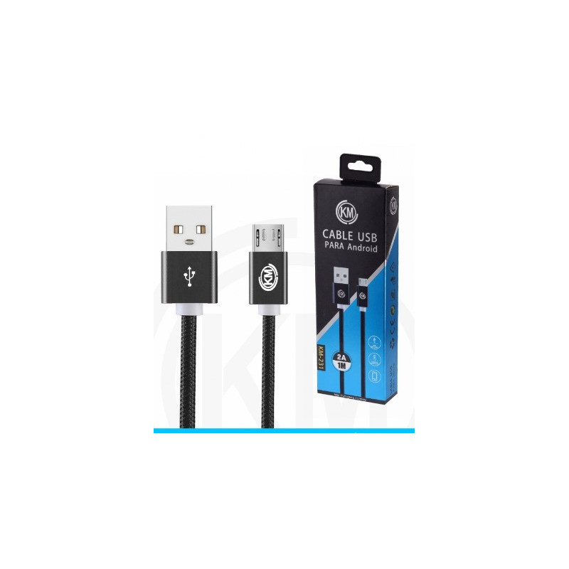 KM-231 CABLE MICRO-USB TRENZADO NYLON [NEGRO]