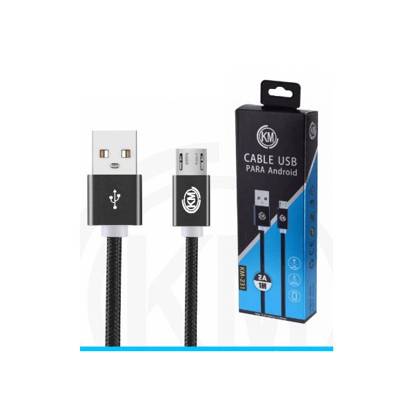KM-231 CABLE MICRO-USB TRENZADO NYLON [NEGRO]