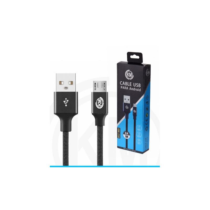 KM-230 CABLE MICRO-USB TRENZADO [NEGRO]