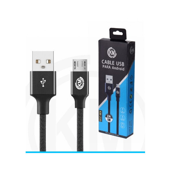 KM-230 CABLE MICRO-USB TRENZADO [NEGRO]