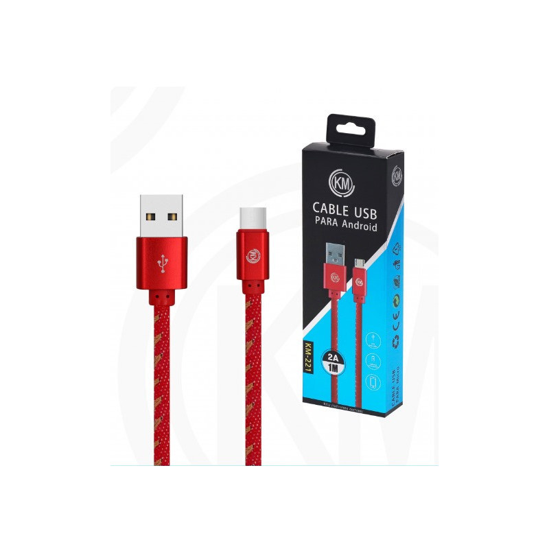 KM-221 CABLE MICRO-USB TRENZADO MEZCLILLA [ROJO]