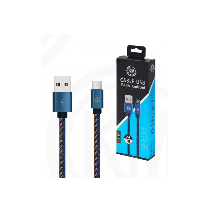 KM-220 CABLE MICRO-USB TRENZADO MEZCLILLA [AZUL]