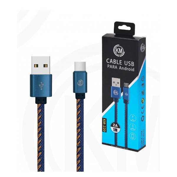KM-220 CABLE MICRO-USB TRENZADO MEZCLILLA [AZUL]