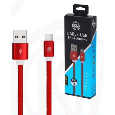 KM-219 CABLE MICRO-USB TRENZADO NYLON [ROJO]