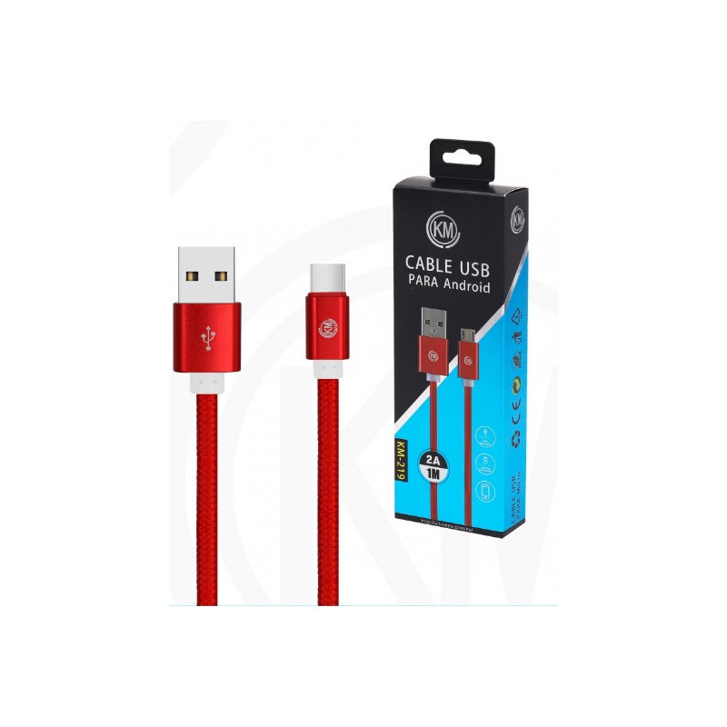 KM-219 CABLE MICRO-USB TRENZADO NYLON [ROJO]