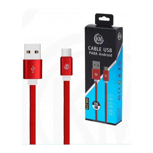 KM-219 CABLE MICRO-USB TRENZADO NYLON [ROJO]