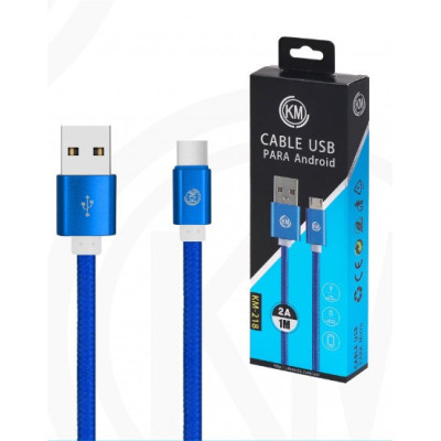KM-218 CABLE MICRO-USB TRENZADO NYLON [AZUL]
