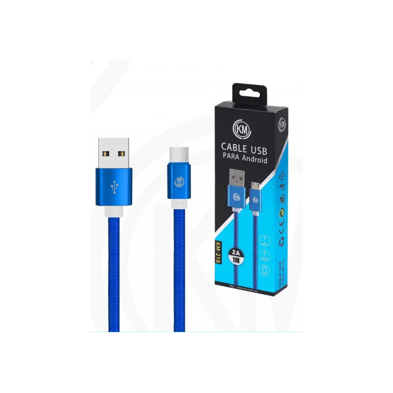 KM-218 CABLE MICRO-USB TRENZADO NYLON [AZUL]